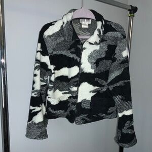 City Girl Petites Vintage 80s 90s camo Zip Up Jacket Sz S Made in USA